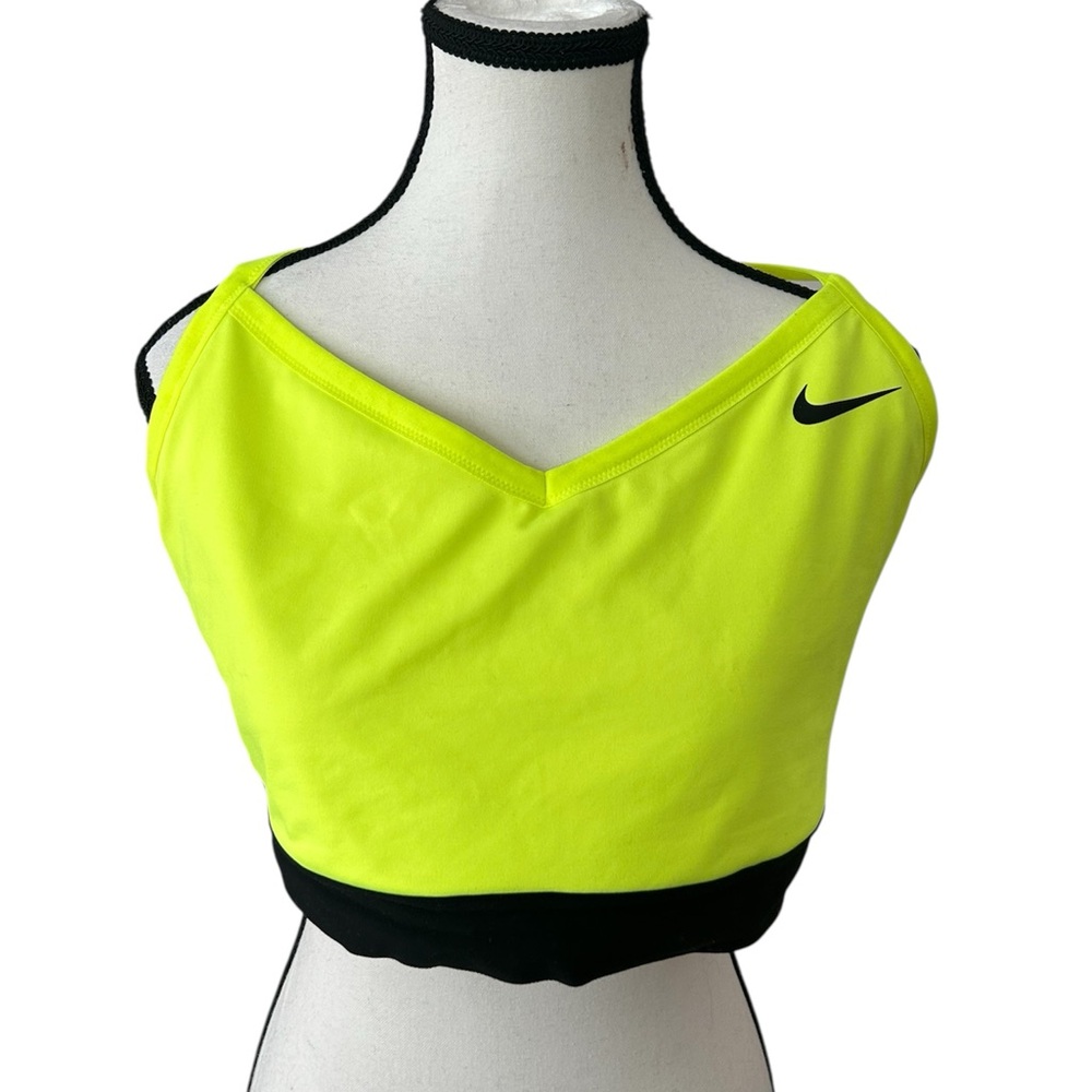 Nike V-Neck Sports Bra 1X – Neon Yellow & Black Racerback